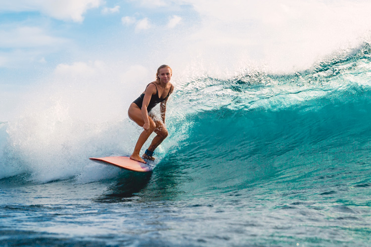 woman surfing